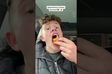 Eating a Glazed Donut Fried Chicken Sandwich! #shorts #food #review