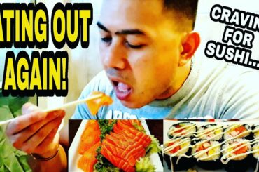 EATING OUT AGAIN! CRAVING FOR SUSHI! #wearamask #sushi #salmon