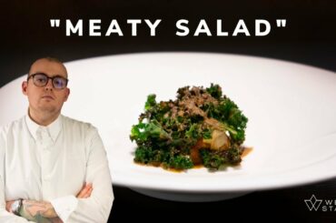 Delicious GRILLED SALAD with BLACK TRUFFLE at 1 Michelin star restaurant Materia in Italy