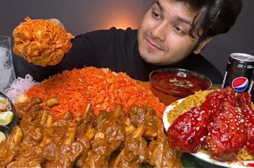 SPICY 1.5KG MUTTON CURRY WITH SCHEZWAN FRIED RICE + CHICKEN BIRYANI | EATING SHOW | FOOD EATING