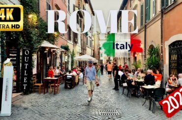 Rome Italy [4k] - Walking Tour - Food - Restaurant - Bar - Pastry shop Trastevere Rome - August 2022