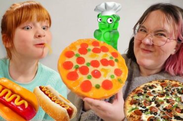 GUMMY or REAL?!   ADLEY vs ALLi Food Challenge! a delicious Movie of Adley's crazy gummies and games