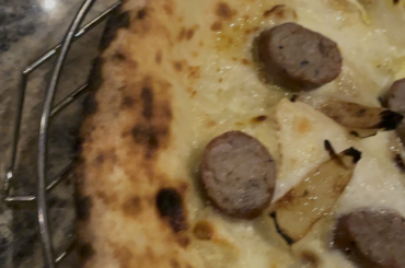 Sausage and roasted onion with smoked mozzarella