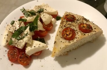 Chopped Caprese salad and tomato focaccia!
