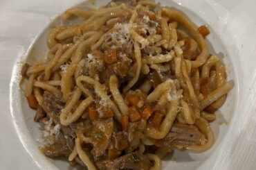 Pici all’Anatra. Hand rolled pici pasta with duck ragù.