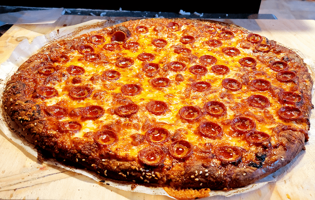 Pretzel crust pepperoni pizza Italian Food