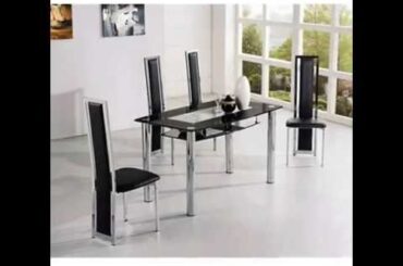 COMPACT SMALL GLASS DINING TABLE AND 4 CHAIRS