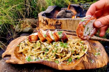 For Pasta FANS ONLY, Chicken alfredo ASMR cooking(4K Relaxing sounds, Nature)