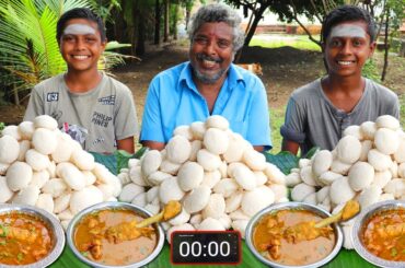 150 MINI IDLI EATING CHALLENGE | MINI IDLI COUNTRY CHICKEN RASAM EATING COMPETITION | FOOD CHALLENGE