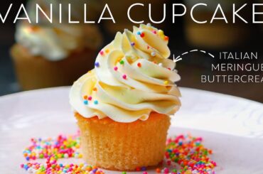 Vanilla Cupcake with Italian Meringue Buttercream Frosting | Delicious & Easy Cupcake recipe