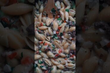 CREAMY SHELLS AND BEEF - quick and EASY! #asmr #cooking
