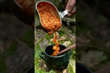 italian pasta in the forest shorts #shorts #short #bushcraft  #cook #camping #cook #pasta