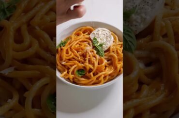 Tomato Butter Pasta w/ Burrata + Basil