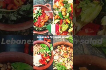 Mediterranean salads Lebanese fattoush sumac dressing and Italian salad #lebanesefood #italianfood
