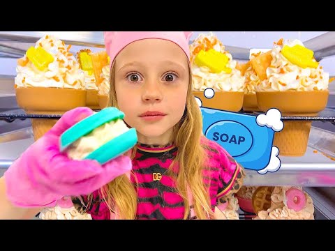 Nastya shows that washing hands is not boring at all Nastya shows that washing hands is not boring at all