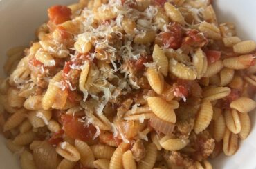 Dinner tonight is Malloreddus pasta with Fennel Sausage Ragu.