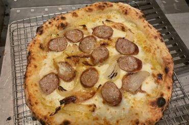 Wise Guy & Wagyu leftover Pizza, and a focaccia in the oven