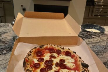 Bought some pizza boxes for the extra pizza as a “take home” for guests