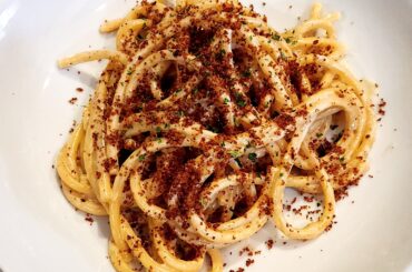 A tasty improvised bucatini dish