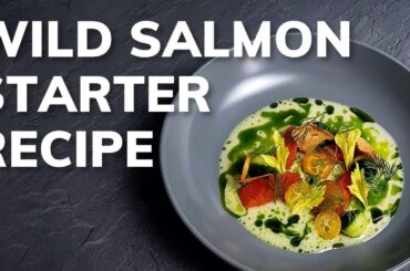 Fine dining SALMON STARTER | Celery & Apple Veloute