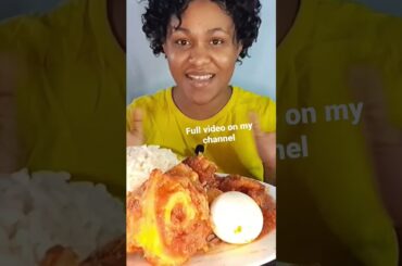 ASMR: RICE AND STEW WITH COW LEG AND EGG  AFRICA FOOD EATING SHOW #shorts #viral #trending #mukbang