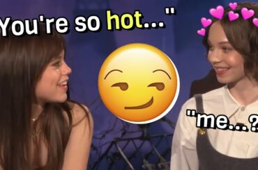 Jenna Ortega flirting with everyone in the Wednesday cast for 9 minutes straight