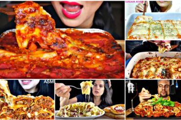 EATING *TOO MUCH SAUCY & CHEESY CANNELLONI PASTA* ASMR MUKBANG COMPILATION 2023 *ITALIAN FOOD ASMR*