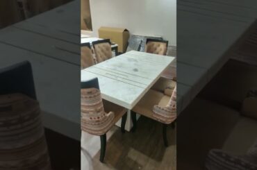 Dining table with marble top with 6 seater chairs #instagram #dinning #diningchair #dinning #ytshort