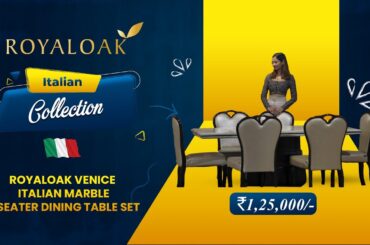 Royaloak | Venice Italian Marble 6 Seater Dining Table Set