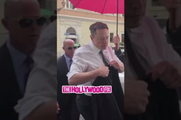 Elon Musk Arrives For Lunch With Heavy Security At Tullio Restaurant in Rome, Italy
