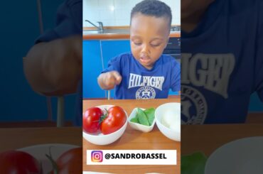 Cute Baby boy Cooking Italian Recipe Caprese Mozzarella Food #recipe #baby