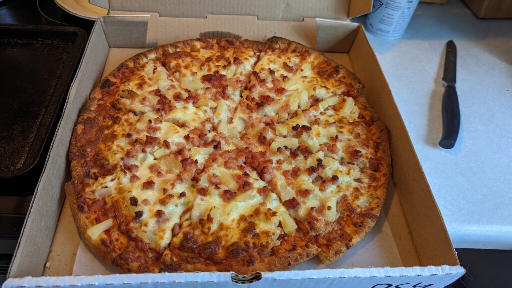 Super Hawaiian pizza from ocean park pizza.