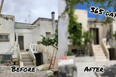 ONE YEAR TIMELAPSE in 40 mins// COUPLE RENOVATING neglected Italian village house