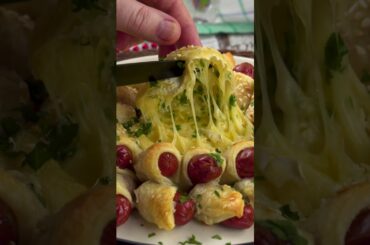 Mini Hot Dog Bites. Baked Dipping Ring with Camembert. Try it yourself!