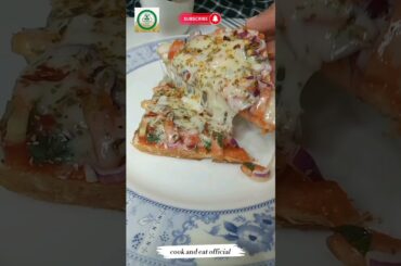 bread pizza by cook and eat official | #shorts #food #asmr #viral #trending