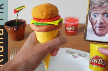 Eating a CLAY ICECREAM BURGER with GORDON RAMSAY! Kluna Tik Dinner #86 | ASMR eating sounds no talk