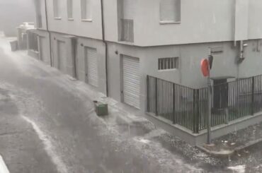 Hailstorm in Alba, Cuneo (CN), Piedmont, Italy