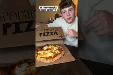 Eating a homemade pizza and doing a cheese pull test!