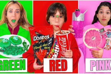 Eating Only ONE Color of Food for 24 Hours!!! *Rainbow Food Challenge* | Familia Diamond