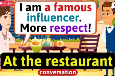 At the restaurant conversation (Influencer wants to eat for free) English Conversation Practice