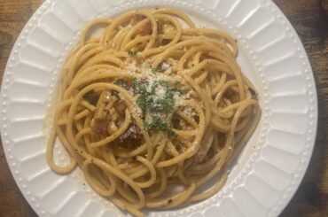 Carbonara with mesquite smoked guanciale