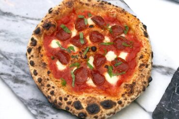 Some leopard crust pizzas I made the other night in my Roccbox, and yes I already know pepperoni is American.