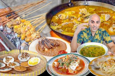 UNIQUE Indonesian street food - SUPER SPICY DUCK + RARE SATAY - Indonesian street food in Cirebon