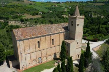 Offida, Marche Italy - Church on the Rock - Drone Footage