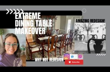 Extreme Dining Table Makeover | From Vintage to Modern | Bare Wood Look Table | Painted Chairs