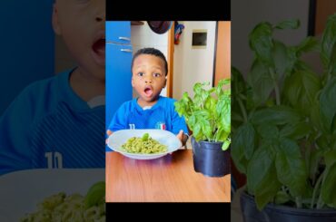 Cute Baby boy Cooking Italian Pasta Recipe, Pesto, Basil, Pasta al Pesto #baby #recipe #funny #pasta