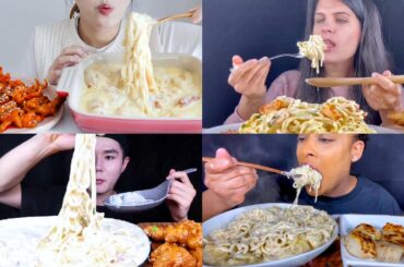 ASMR Best *Creamy Pasta* Mukbang (No Talking) Eating Sounds