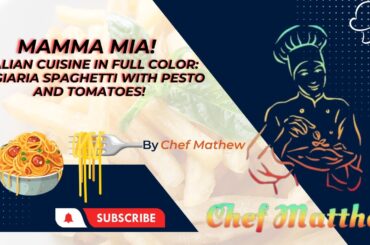 Italian Cuisine in Full Color: Aggiaria Spaghetti with Pesto and Tomatoes!