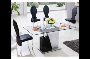 MONACO LARGE GLASS DINING TABLE AND 6 CHAIRS