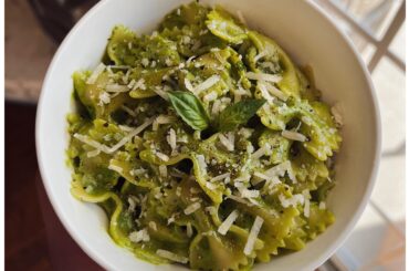 Farfalle al Pesto for lunch today.